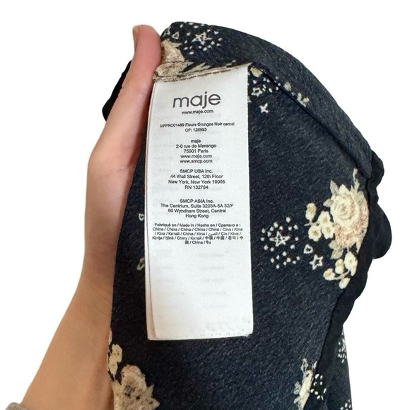 Maje Rasmus Floral Print Skater Long Sleeve Mini Dress Sz:34/US XS - Picture 10 of 15